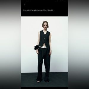 ZARA menswear style black trouser with contrast size L full length